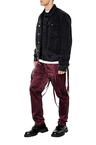 Forever 21 Men's Satin Drawstring Utility Strap Pants3