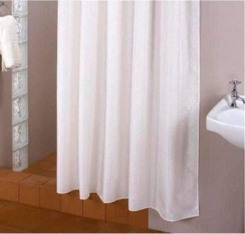 KSHANDEL24 Textil DUSCHVORHANG Weiss 90x200 cm EXTRA SCHMAL + Ringe FENSTERVORHANG GARDINE Cover