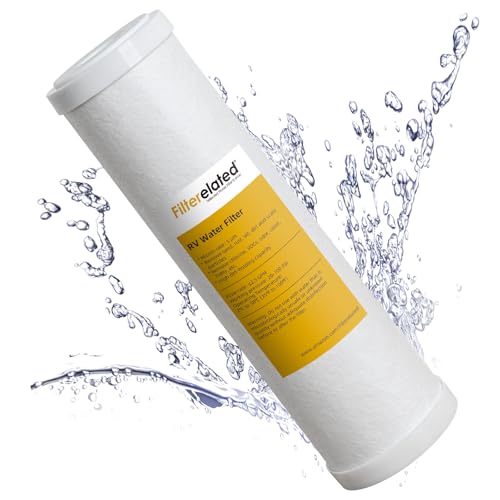 Image of Filterelated 2-in-1 RV Water Filter Replacement Cartridge,Activated Carbon,1 Micron Filtration Fits10*2.5in Water Filter Housing, Absorbs Harmful Compounds & Reduces Chlorine, odor, and color