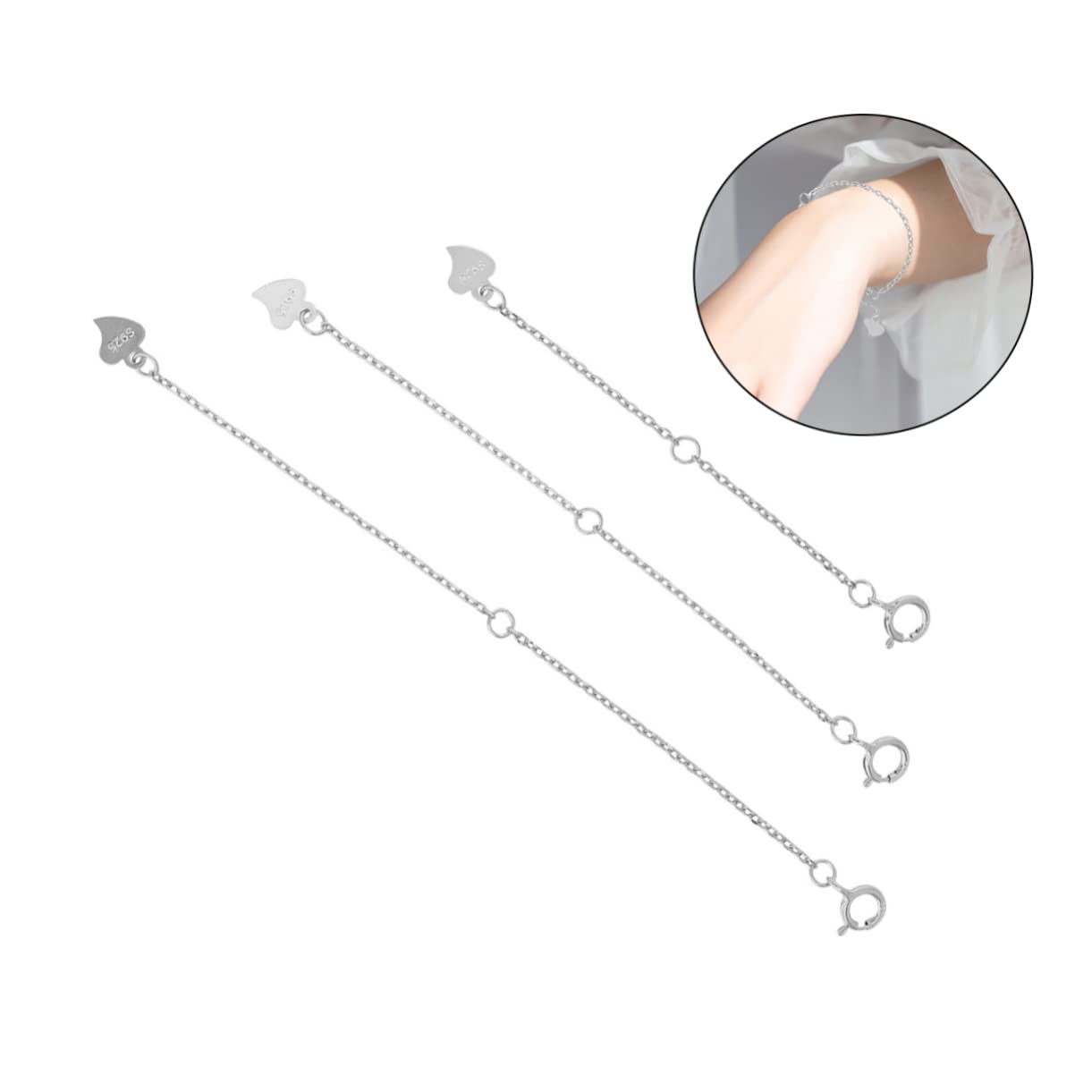 LALAFINA 9stücke Teiliges Kettenverlängerungen Für Armbänder Und Verstellbare Gliederketten Silber Mit Zarten Herzanhängern Für -schmuckgestaltung