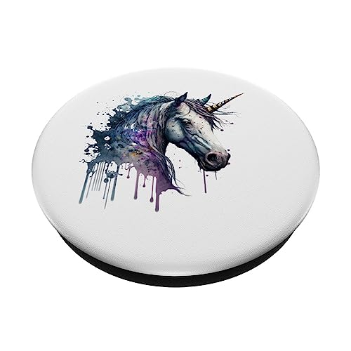 Magical Mystical Grey Unicorn PopSockets Swappable PopGrip, Black - Image 2