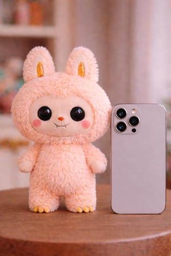 Image of LABUU Random Surprise Cartoon Designer Vinyl Figure with Soft Fluffy Pom Pom - Cute Kawaii Art Toy for Desk Decoration, Handbag Charm & Birthday Gift