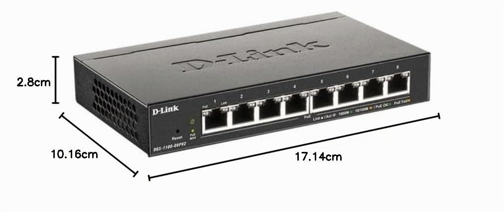 D-Link DGS-1100-08PV2, Switch Smart 8 Puertos Gigabit, PoE, Power Over Ethernet, Gestión Web, Layer 2, VLAN, sin Ventilador, IGMP Snooping, VoIP VLAN, QoS, Seguridad Red, sin Ventilador