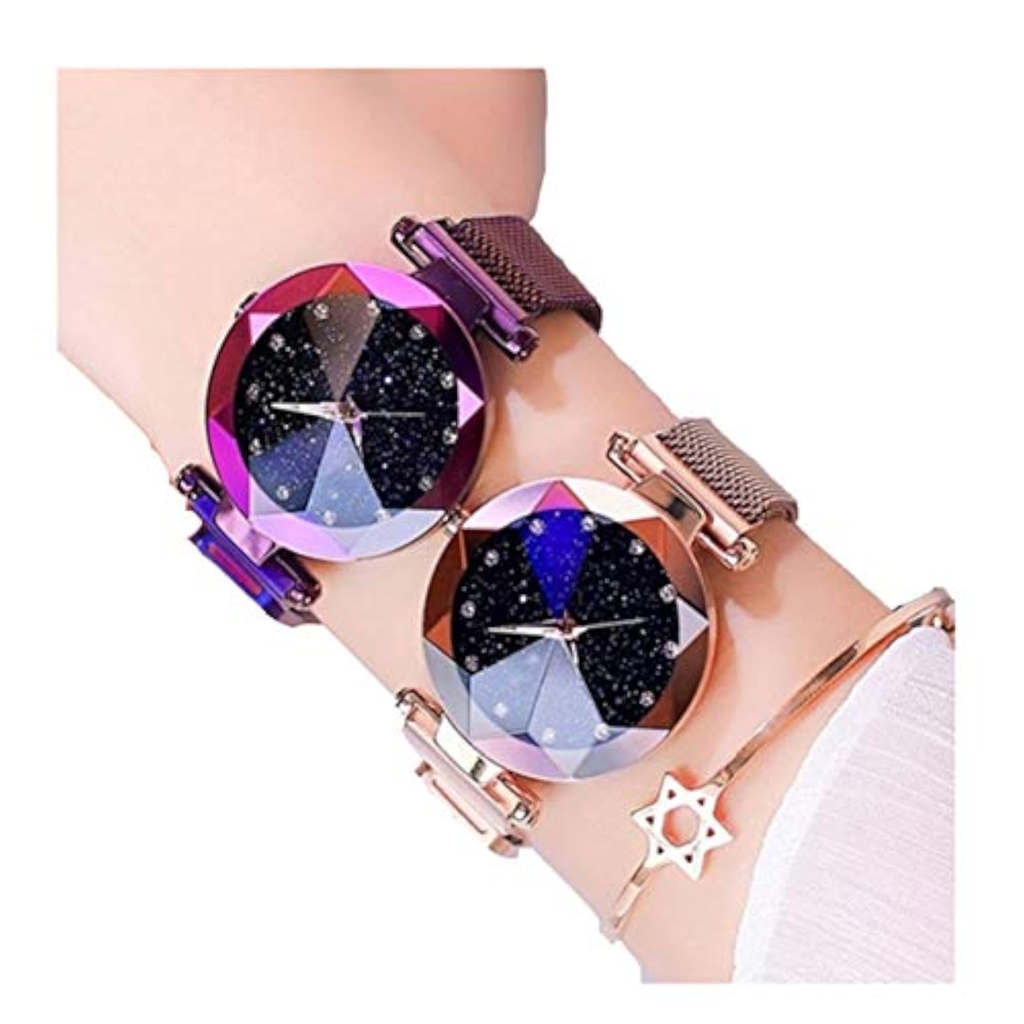 Women's Premium Black Round Diamond Dial Analog Watch