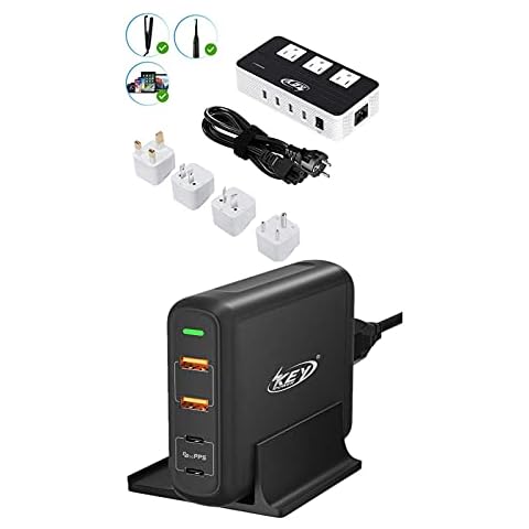 Power Converter + 150W USB C Charger for MacBook Pro,iPad Pro,iPhone,200-Watt Step Down 220V to 110V Voltage Converter & International Travel Adapter for Hair Clippers/Trimmers,ect Cover