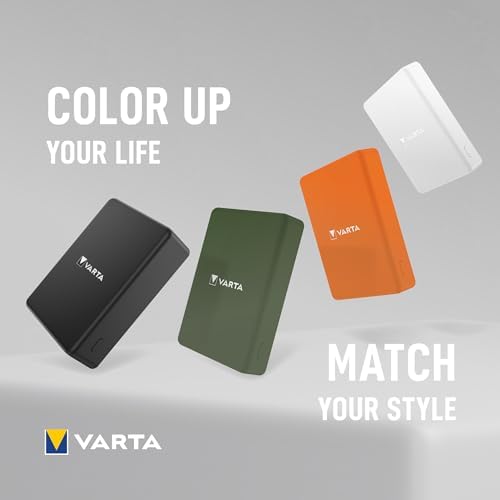 Resim VARTA Power Bank 5.000mAh, powerbank magnetico, Mag Pro Power on Demand, caricabatterie portatile con USB C, compatibile con MagSafe e Qi Standard (per compatibilità con iPhone e Android), arancia 