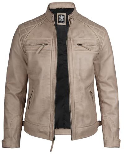 Image of Decrum Leather Jacket Men - Cafe Racer Style Real Lambskin Leather Jackets For Men
