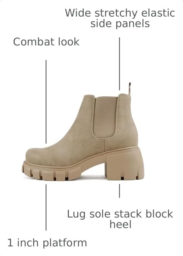 Image of Soda PIONEER ~ Women Lug Sole Mid Heel Chelsea Fashion Ankle Bootie w /Double Elastic Gore