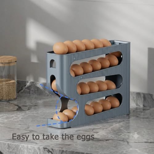 Image of Automatic Egg Rolling Dispenser, 4 Tier, 30 Eggs (GREY-1 NEW) (GREY)
