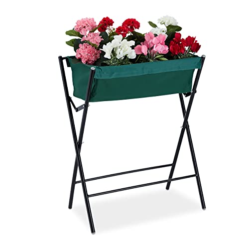 Relaxdays Hochbeet faltbar, Stoff mit Ablauflöchern, Balkonbeet HxBxT 80 x 65 x 40 cm, Metallgestell, platzsparend, grün