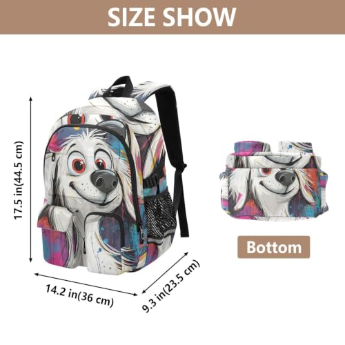 Mochilas de viaje de equipaje con diseño de perros con compartimento de laptop para mujer 3