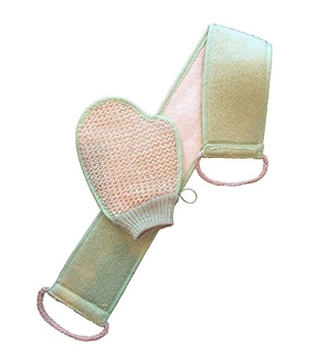 LOOFAH with FREE Mitten. Exfoliate In The Shower With The BEST Back Scrubber, Made out of Bamboo Fibers and Natural Lufa, With Handles!