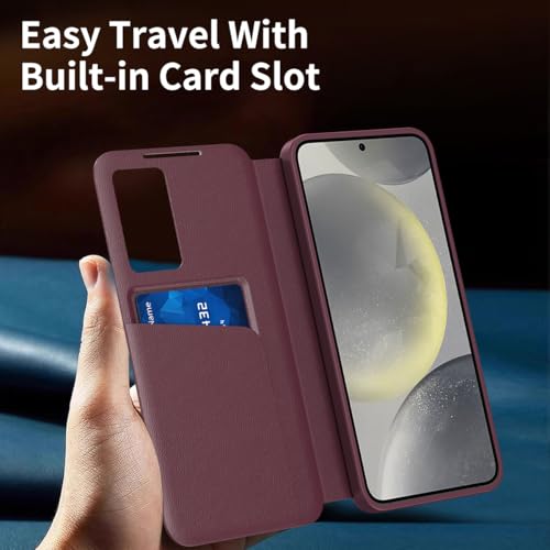 Coque Galaxy S26 5G en cuir rouge exquis idéal pour simplifier votre quotidien