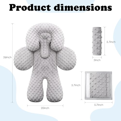 Image of Pro Goleem Infant Car Seat Head Neck Body Support, Ultra-Soft Minky and Microfiber Newborn Car Seat Strap Pads, Perfect for CarSeat, Stroller, 2-in-1 Reversible, for Boys and Girls, Gray