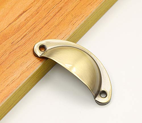 BOZONLI 12 Pack Retro Metal Kitchen Cupboard Drawer Cabinet Door Handles Knobs Bronze Brushed Shell Cup Pull Handle - Image 3