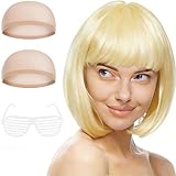 Ya en mundofriki.es: Aomig Peluca Platino, 4pcs Recta Corta Peluca de Anime Cosplay con Gafas y Redecilla Pelo, Pelucas Corto Bob con Flequillo de Sintética, Pelucas de Color Neón para Halloween Carnaval de Mujer y Niñas