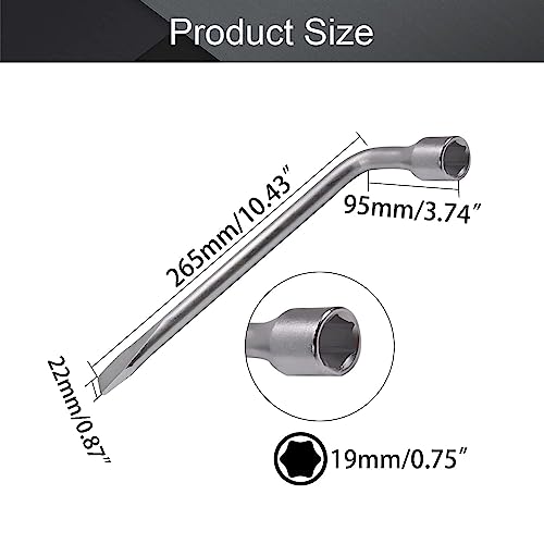 Utoolmart Car Spare Tire Lug Wrench for Jack - L Type Hexagon 19mm Slotted End Socket Repair Tool 1pcs - Image 3