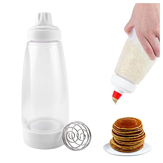 Dosatore per Impasti, 1000ml Pancake Pancake Dispenser Dosatore con Sfera di Miscelazione Strumento per Pancake Waffle Crêpe Bottiglie di Salsa