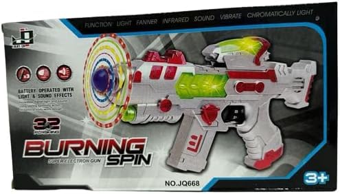 YSAMAX Music Toy Gun, Electric Eight Tone Gun Toy, Cool Rotating Front, Ray Gun Blasters With Colourful Flashing LED, Sound Creative Design, Cosplay Costume, Prop And Pretend Play