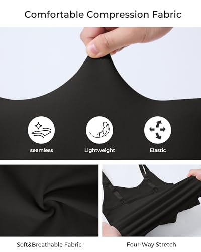 EUYZOU Women Tummy Control Shapewear Cami Tank Tops, Black XXL — view 6