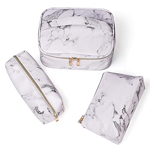 Marble Makeup Bags Waterproof Marble Travel Cases Portable Cosmetic Bags Organizer Holder Toiletry Pouch for Women Girls Lady 3Pack