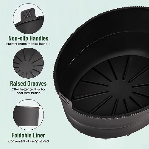 Silicone Slow Cooker Liner fit 7-8 Quart, Thickened Foldable Crockpot Liners Oval Crock-Pot, Reusable Leakproof Crock Pot Liner BPA Free Dishwasher Safe