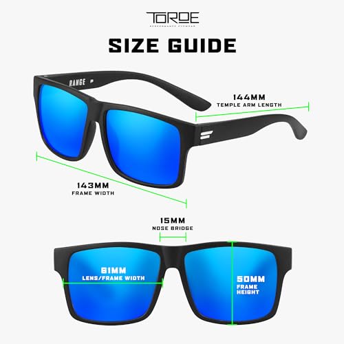 Image of TOROE Classic RANGE TR90 Frame Polarized Unbreakable Sunglasses with Hydrophobic Coated Polycarbonate AR Lenses