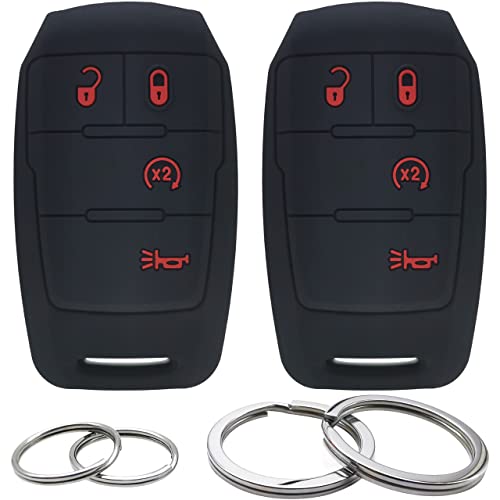 Coque de clé en silicone à 4 boutons pour Ram 2500 et 3500 noir x2