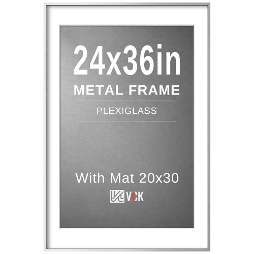 Image of VCK 24x36 Poster Frame, Silver Metal - Matted to 20x30, for Artwork