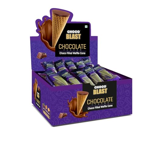 Pure Temptation Chocoblast Waffle Cones [30 Pieces] Snacks For Kids & Adults - Non-Meltable Gift Pack - Individually Wrapped Chocolate Cone Bites - Chocolate-Filled Waffle Cone,340 G