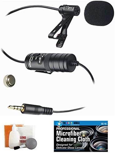 External Lavalier Microphone with 20' audio cable & Accessory Bundle for Canon EOS 7D II Digital Camera