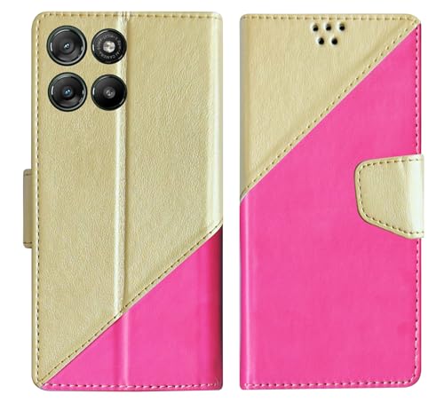 Image of SBMS Flip Cover for Motorola Moto G67 Power 5G / Moto G57 Power Back Cover Case with Magnatic Closure | Genuine Leather Finish | Inbuilt Stand | Card & Money Pocket | Wallet Style Case (MultiPink)