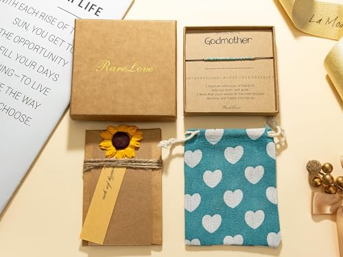 RareLove Godmother Morse Code Beaded Bracelet for Women - Blue Gold Pony Seed Tiny Beads3