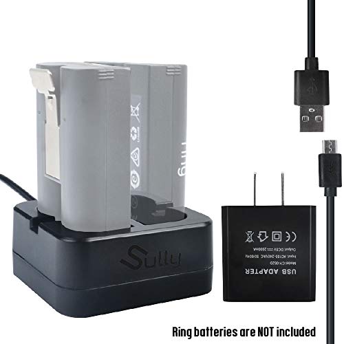 Charging Station for Ring Rechargeable Batteries (Black) - for Video Doorbell 2 Spotlight