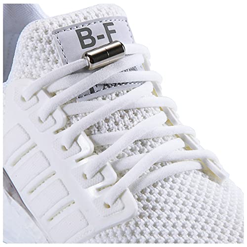 2 Paires Lacets Élastiques pour Enfants et Adultes| Élastiques Lacets en Caoutchouc avec Fermeture en Métal - Lacets Sans Laçage| Lacets de Sport de Chaussures pour Toutes les Chaussures, Blanc Cover