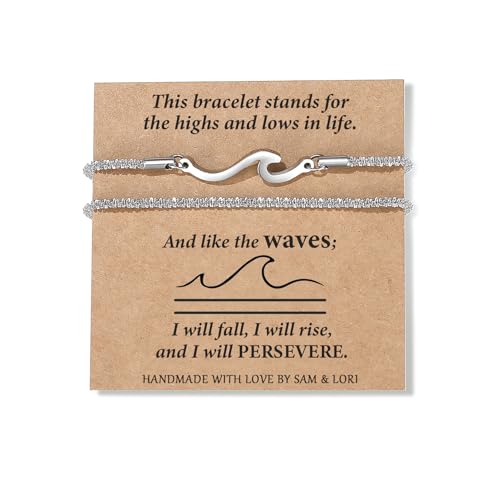 SAM & LORI Silver Bracelets for Women Friendship Birthday Gifts Inspirational Best Friend Bestie Sister Teen Gift Ideas Bangle Bracelet Stackable Non Tarnish Christmas Stocking Stuffers Valentines