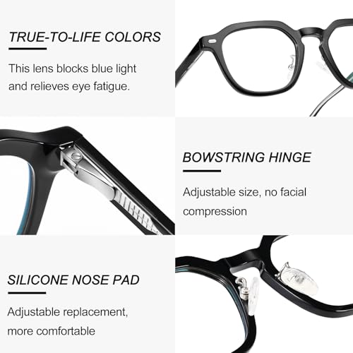 Image of Dollger Blue Light Blocking Glasses For Woman Men Thick Acetate Frame Rectangle Square Lens Non-Prescription