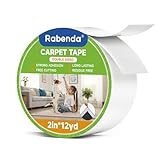 Rabenda Double Sided Carpet Tape - 2 Inch x 12 Yards Removable Rug Tape for Hardwood Floors, Tile & Laminate - No Residue Strong Hold Anti Slip Gripper for Area Rugs, Mats & Carpets