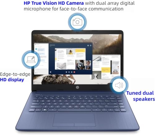 Image of HP 14 inch Everyday Laptop • Copilot AI • Intel 4-Core Processor • 8GB RAM • 64GB eMMC + 1TB Cloud Storage • 2026 Edition • Windows 11 • Microsoft 365 • Thin & Portable