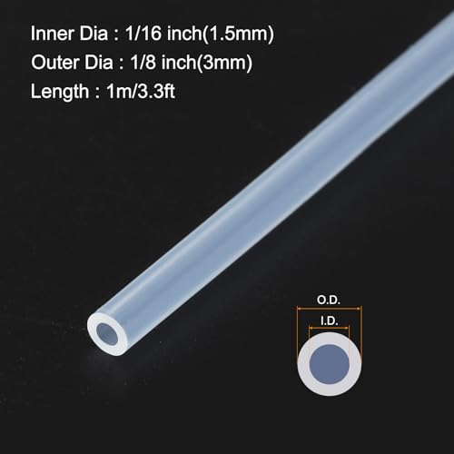 Image of 1m(3.3ft) 1.5mm(1 /16 inch) ID x 3mm(1 /8 inch) OD Silicone Tubing Clear Industrial Plastic Tubing Pure Silicone Hoses for Pump Siphoning Draining Irrigation Brewing