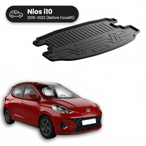 Image of 3D TPE Car Boot Mat for i10 Nios (2019 Onwards) Custom Fit, Heavy Duty & Anti-Slip Boot Mat | All Weather Resistant, Waterproof & Dustproof Trunk Liner, Car Dicky Mat for i10 Nios