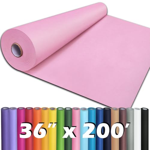 PerkHomy 36" x 2,400" (200') Light Pink Kraft Paper Roll for Craft Bulletin Board Paper Art Table Covering Crafting Gift Wrapping Bouquet Packing Parcel 80GSM 55LB (Light Pink, 36" x 200')