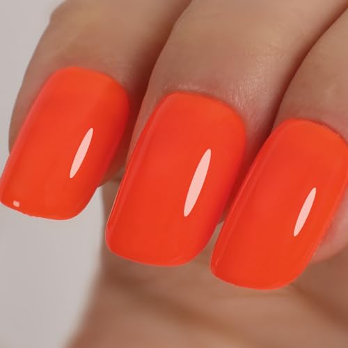 TUTUYU Orange Red Neon Color Gel Nail Polish 12ml UV/LED Soak Off for Manicure or Penicure at Home - GP0084