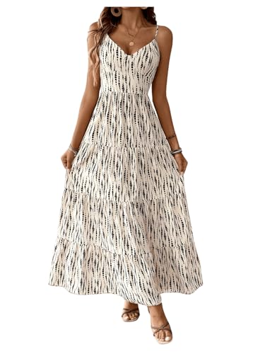 Image of SweatyRocks Women Summer Long Dress V Neck Cut Out Bow Tie Long Dresses Boho Ruffle Long Dresses