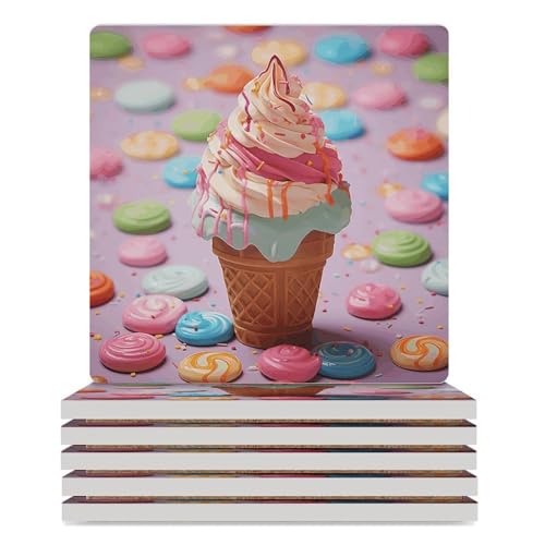 Sous-verres céramique carrés imprimés protection table cuisine bar