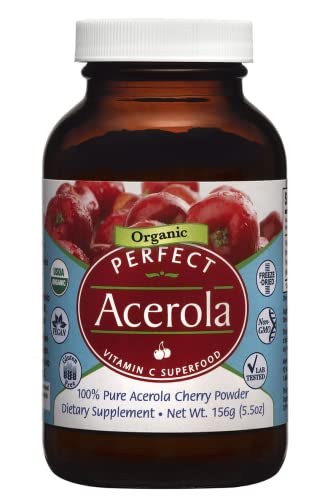 Perfect Supplements â€“ Perfect Acerola Powder â€“ 156 Grams â€“ 100% Pure Acerola Cherry â€“ All-Natural Vitamin C Superfood â€“ Immune System Support