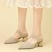 Women's Knit Pointed Toe Chunky Heel Mules Fashion Mesh Breathable Closed Toe Backless Block Heel Slip On Dressy Pumps Summer Casual Work Office Wedding Heeled Sandals (Apricot,9)