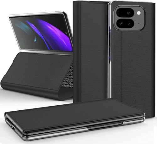 Image of WHITBULL Stylish Leather Case with Built-in Card Slot Flip Cover Compatible with Google Pixel 10 Pro Fold 5G (Black)
