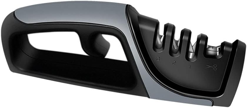 Knife Sharpener Kitchen Knife Accessories Handheld Professional Sharpener 3-Stage Knife Sharpener Helps Repair Restore Polish Blades for Kitchen and Home (Color : Red) (Black)