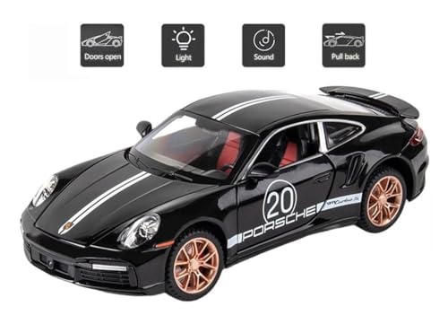 Image of Exclusive Alloy Metal Pull Back Die-Cast Car Diecast Metal Pullback Toy Car with Openable 6 Doors,Light Music Boys Gifts Toys (1:32 Porsche Carrera 911- Black Color)
